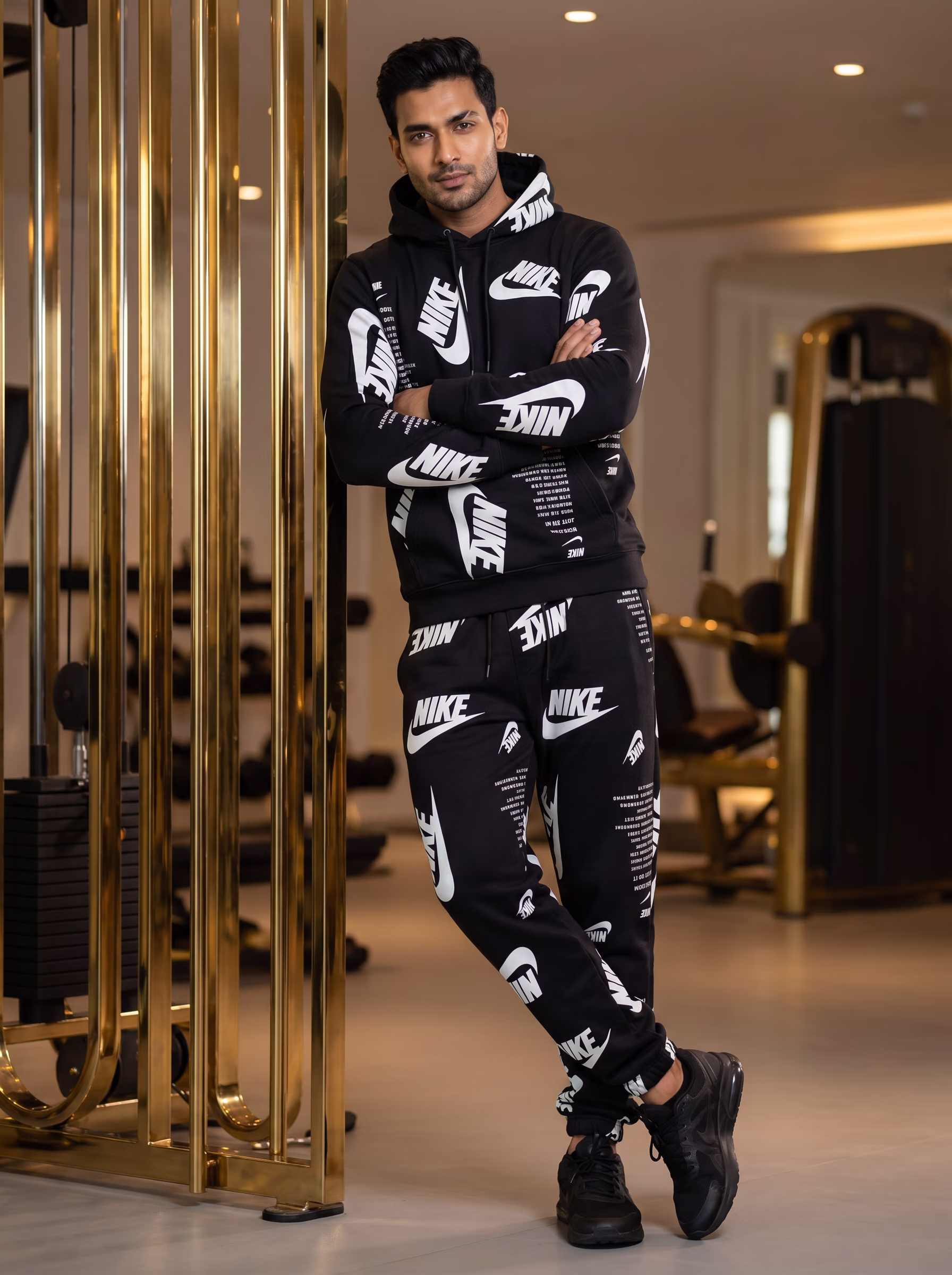 Active Wear AI virtual try-on — Gym Track Pant T-Shirt Activewear Man Track fashion model photoshoot by VERA Fashion AI