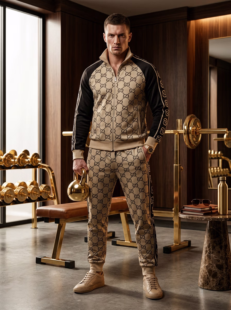 Active Wear AI virtual try-on — Gym Track Pant T-Shirt Activewear Men Track fashion model photoshoot by VERA Fashion AI