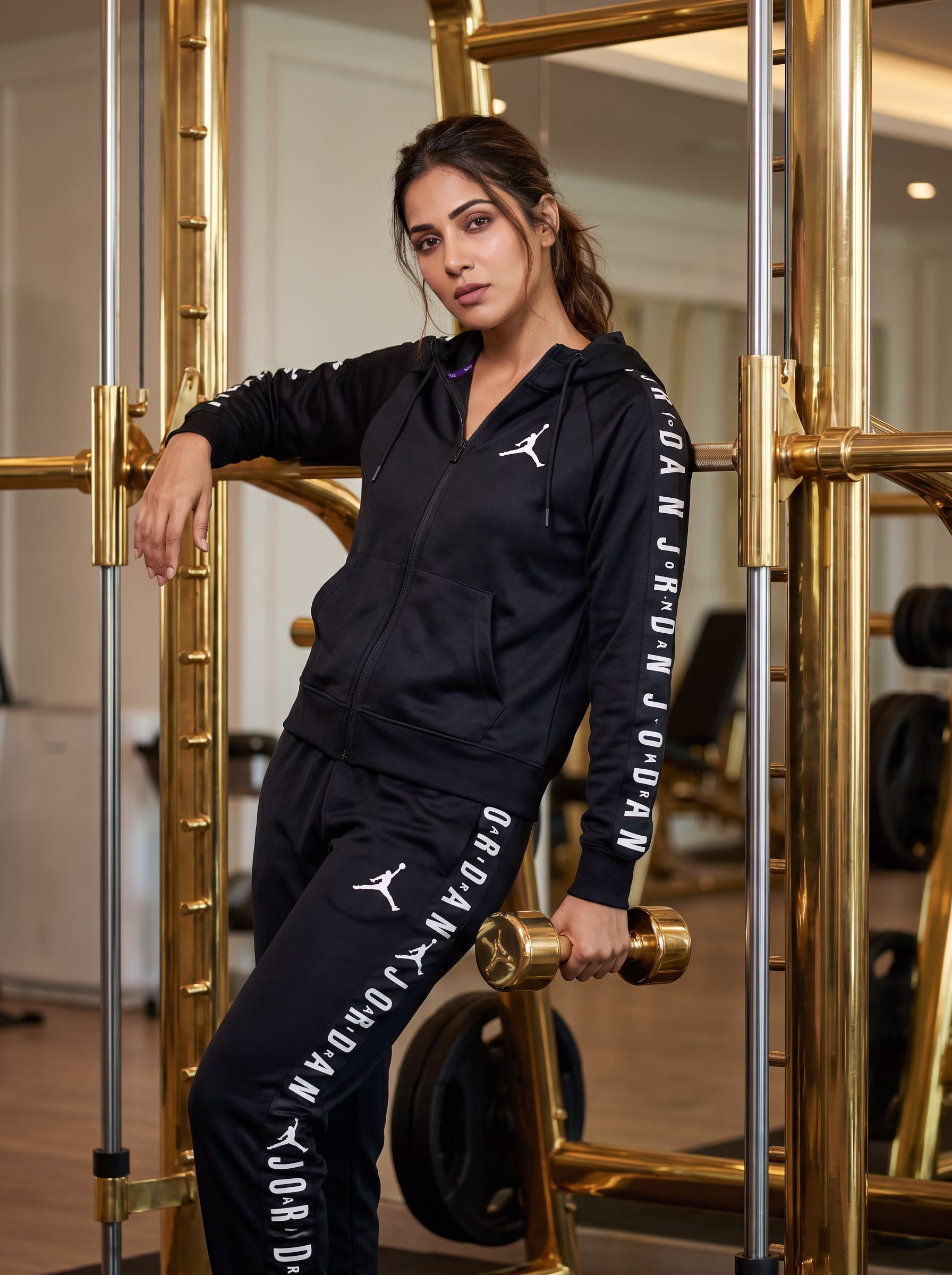 Active Wear AI virtual try-on — Gym Track Pant T-Shirt Activewear Women Track fashion model photoshoot by VERA Fashion AI