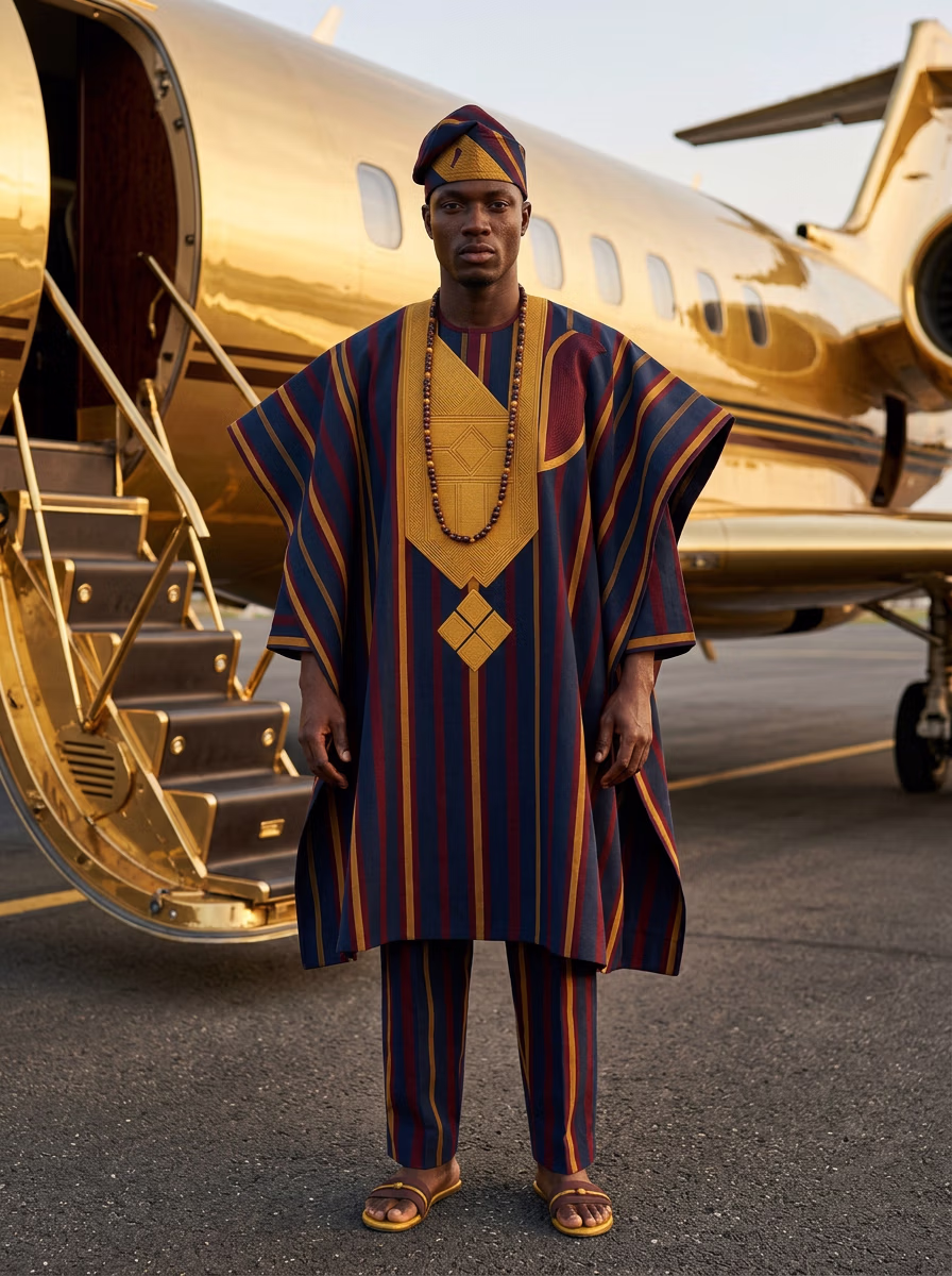 African Ethnic and Traditional Wear AI virtual try-on — African Traditional Ethnic Agbada Man fashion model photoshoot by VERA Fashion AI