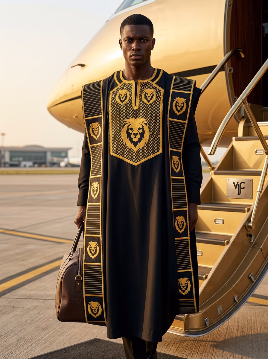 African Ethnic and Traditional Wear AI virtual try-on — African Traditional Ethnic Agbada Man fashion model photoshoot by VERA Fashion AI