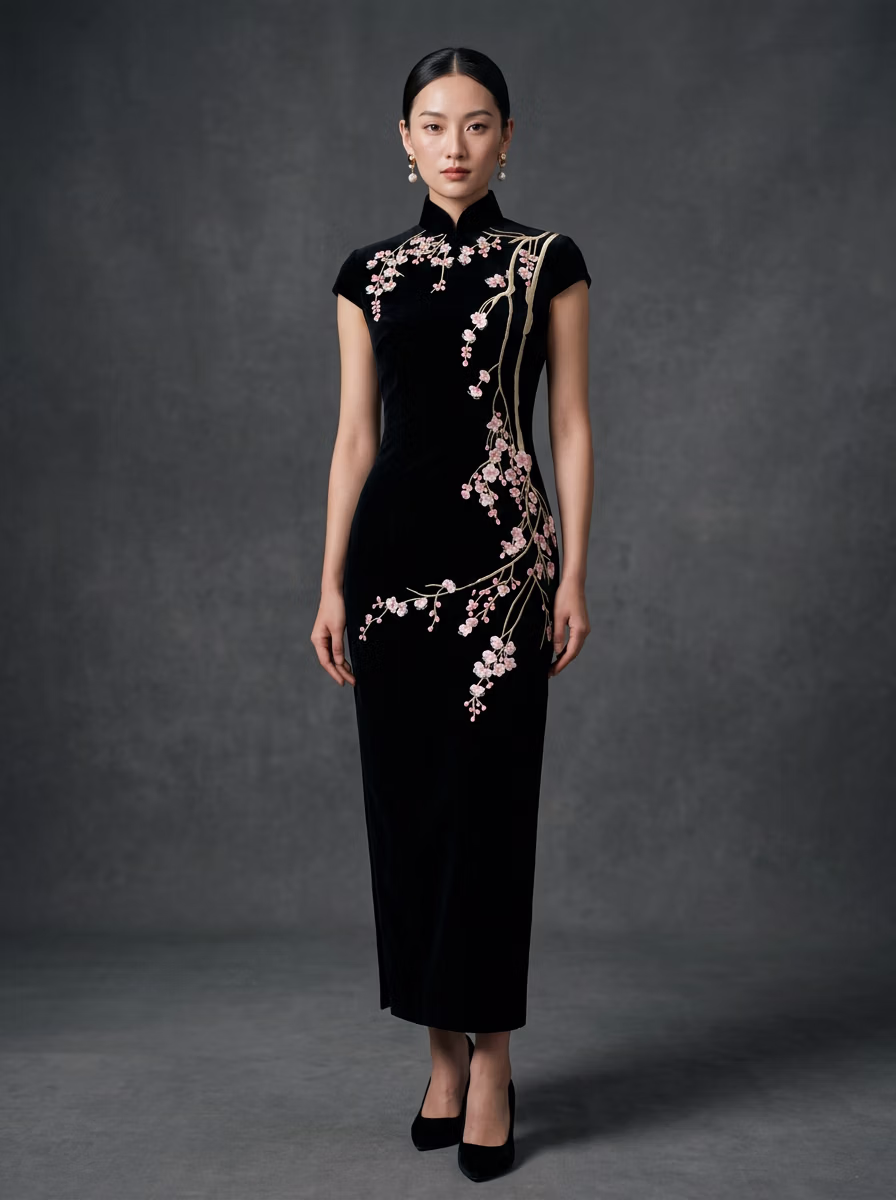 East Asian Chinese Qipao Cheongsam 旗袍 AI virtual try-on — Chines Qipao Cheongsam 旗袍 fashion model photoshoot by VERA Fashion AI