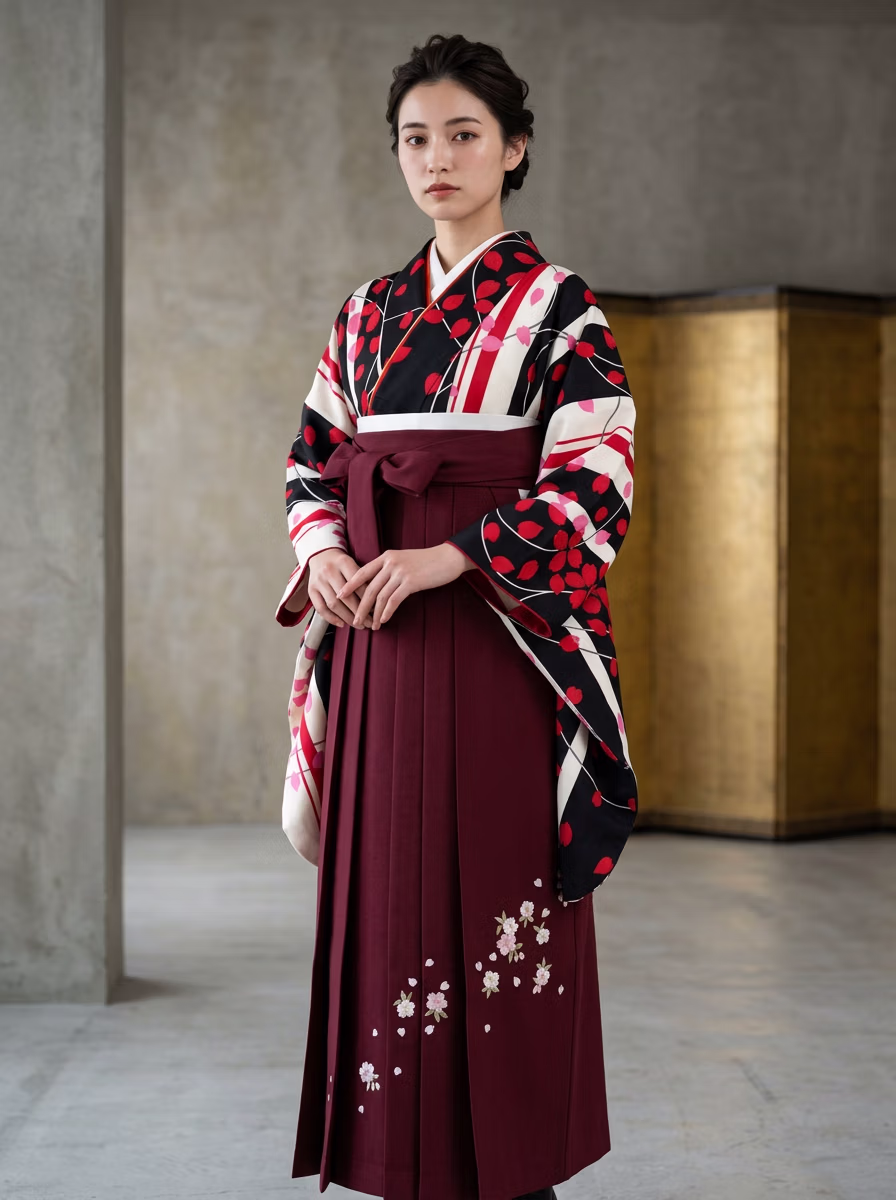 East Asian Hakama 袴 AI virtual try-on — Hakama 袴 fashion model photoshoot by VERA Fashion AI