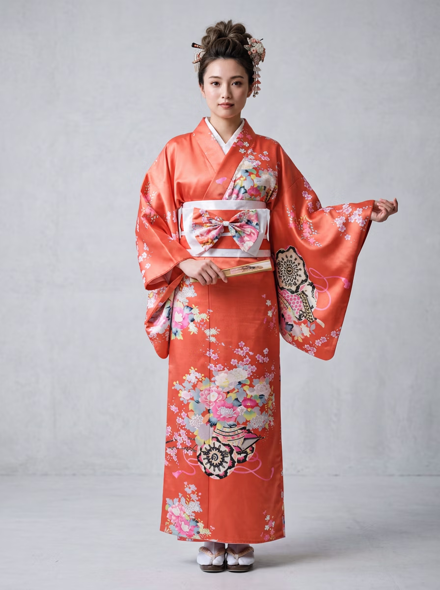 East Asian Kimono AI virtual try-on — Kimono 着物 fashion model photoshoot by VERA Fashion AI