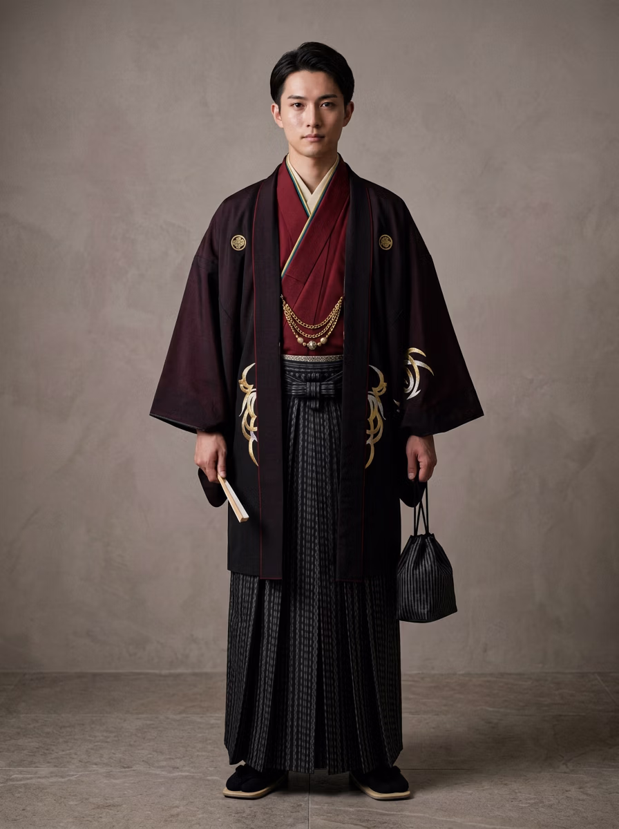 East Asian Kimono AI virtual try-on — Men's Kimono 着物 fashion model photoshoot by VERA Fashion AI