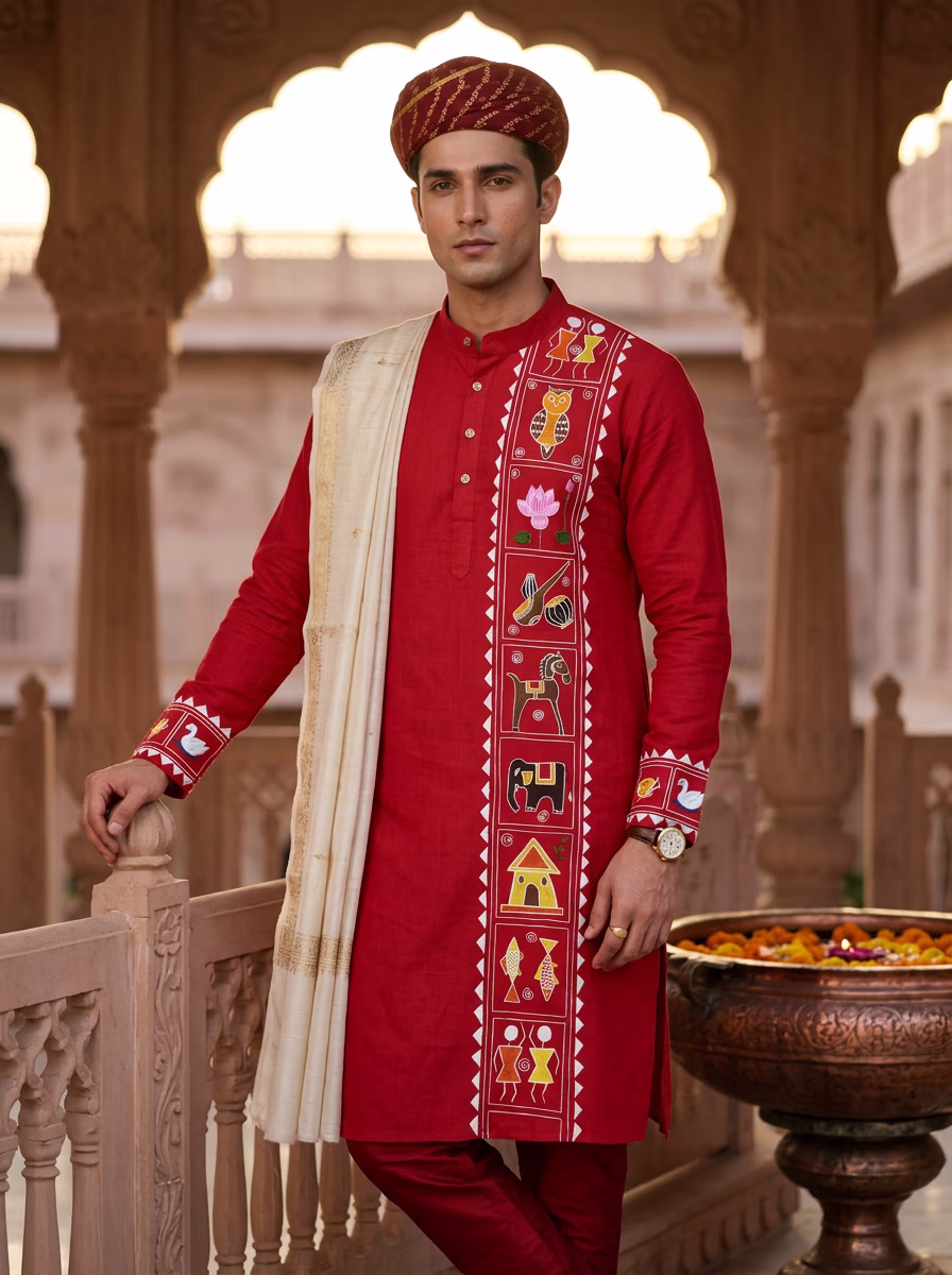 Indian Men's Kediyu AI virtual try-on — Traditional Kurta fashion model photoshoot by VERA Fashion AI