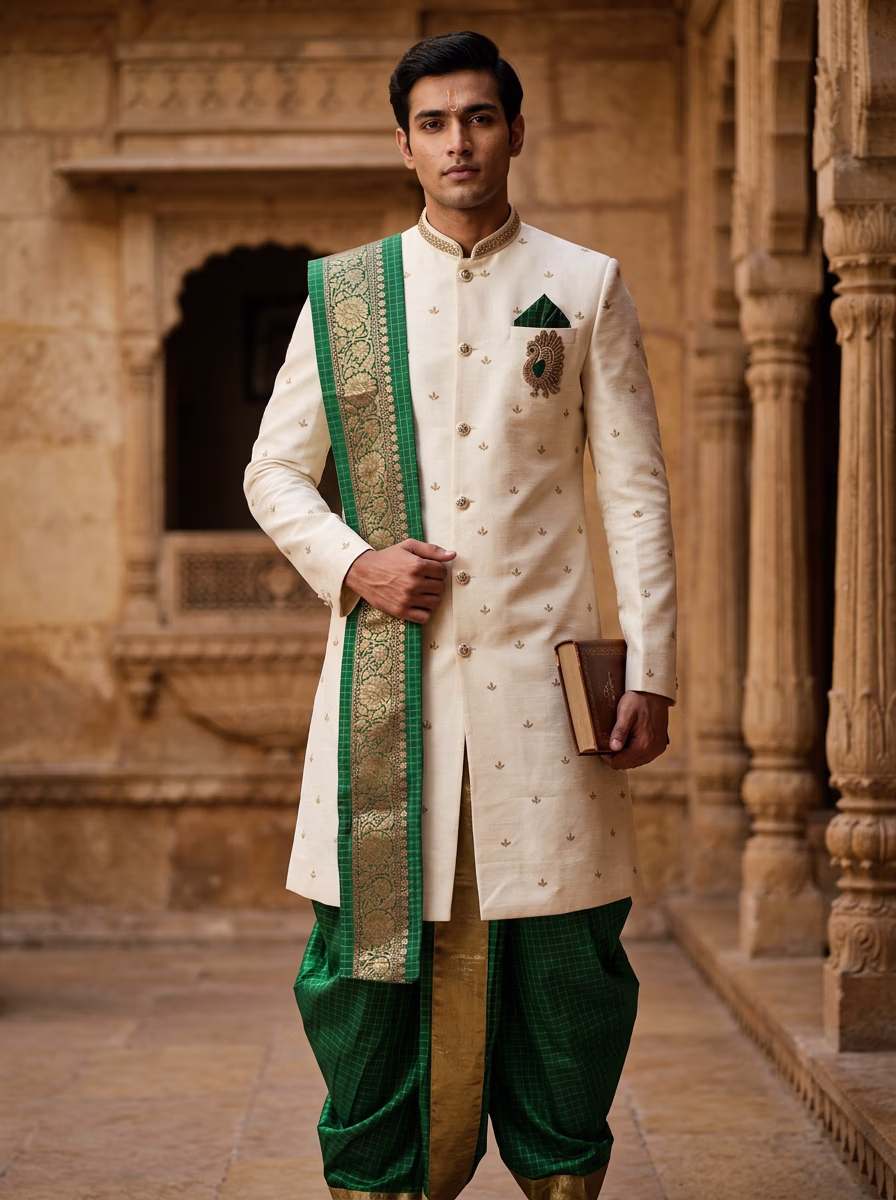 Indian Men's Kurta Dhoti AI virtual try-on — Kurta Dhoti Indian Traditiona Mens fashion model photoshoot by VERA Fashion AI