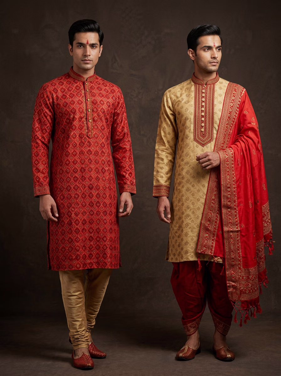 Indian Men's Kurta Dhoti AI virtual try-on — Kurta Dhoti Indian Traditiona Mens fashion model photoshoot by VERA Fashion AI