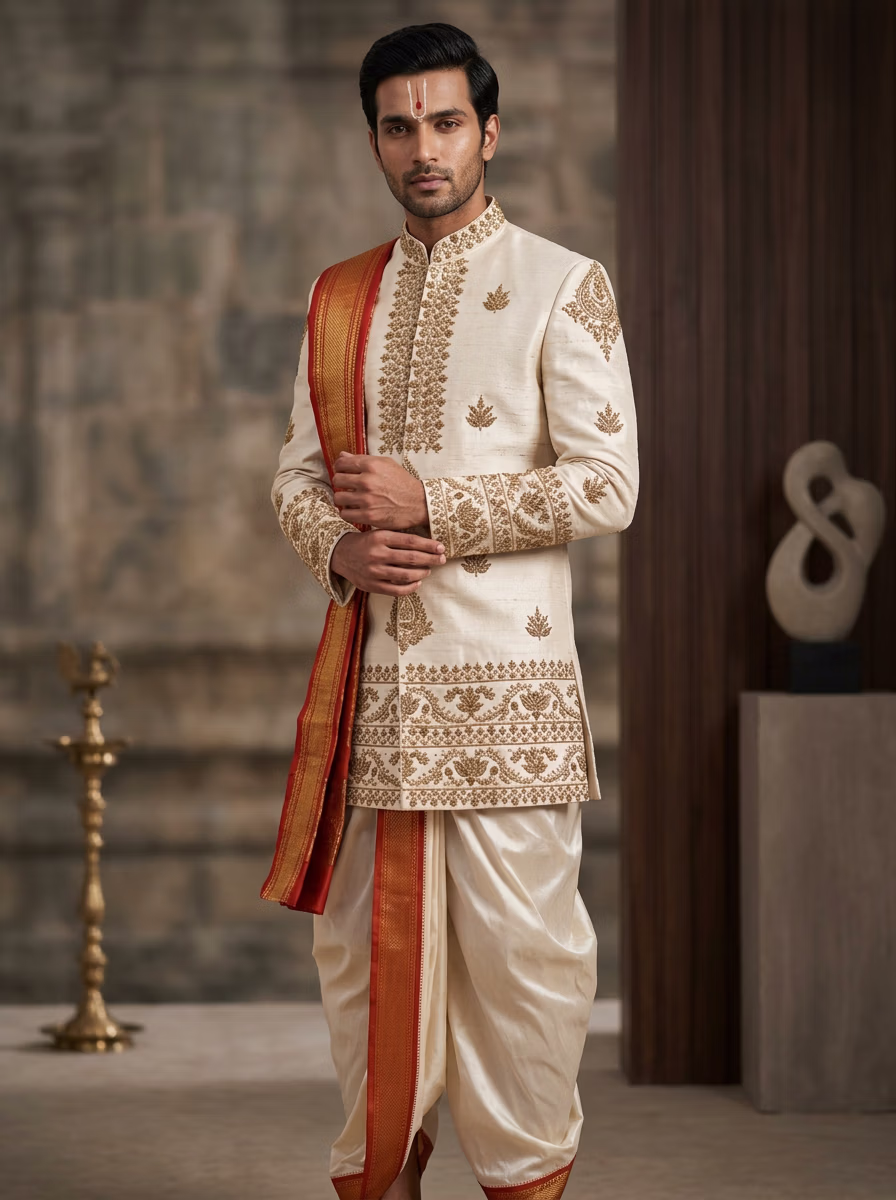 Indian Men's Kurta Dhoti AI virtual try-on — Kurta Dhoti Indian Traditiona Mens fashion model photoshoot by VERA Fashion AI