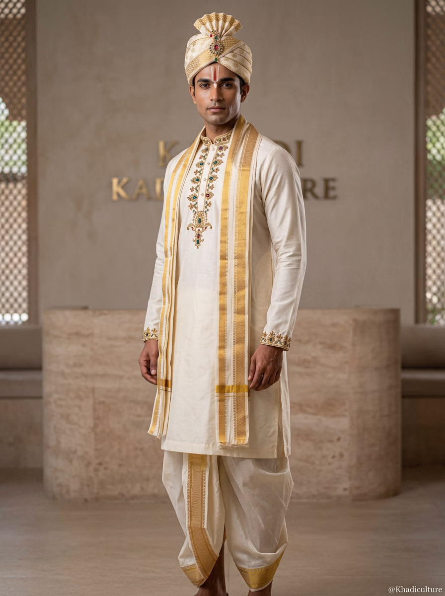 Indian Men's Kurta Dhoti AI virtual try-on — Kurta Dhoti Indian Traditiona Mens fashion model photoshoot by VERA Fashion AI