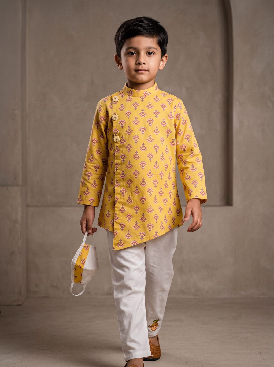 Indian Men's Kurta Pajama AI virtual try-on — Kurta Pajama Indian Athics Taditional Kids fashion model photoshoot by VERA Fashion AI