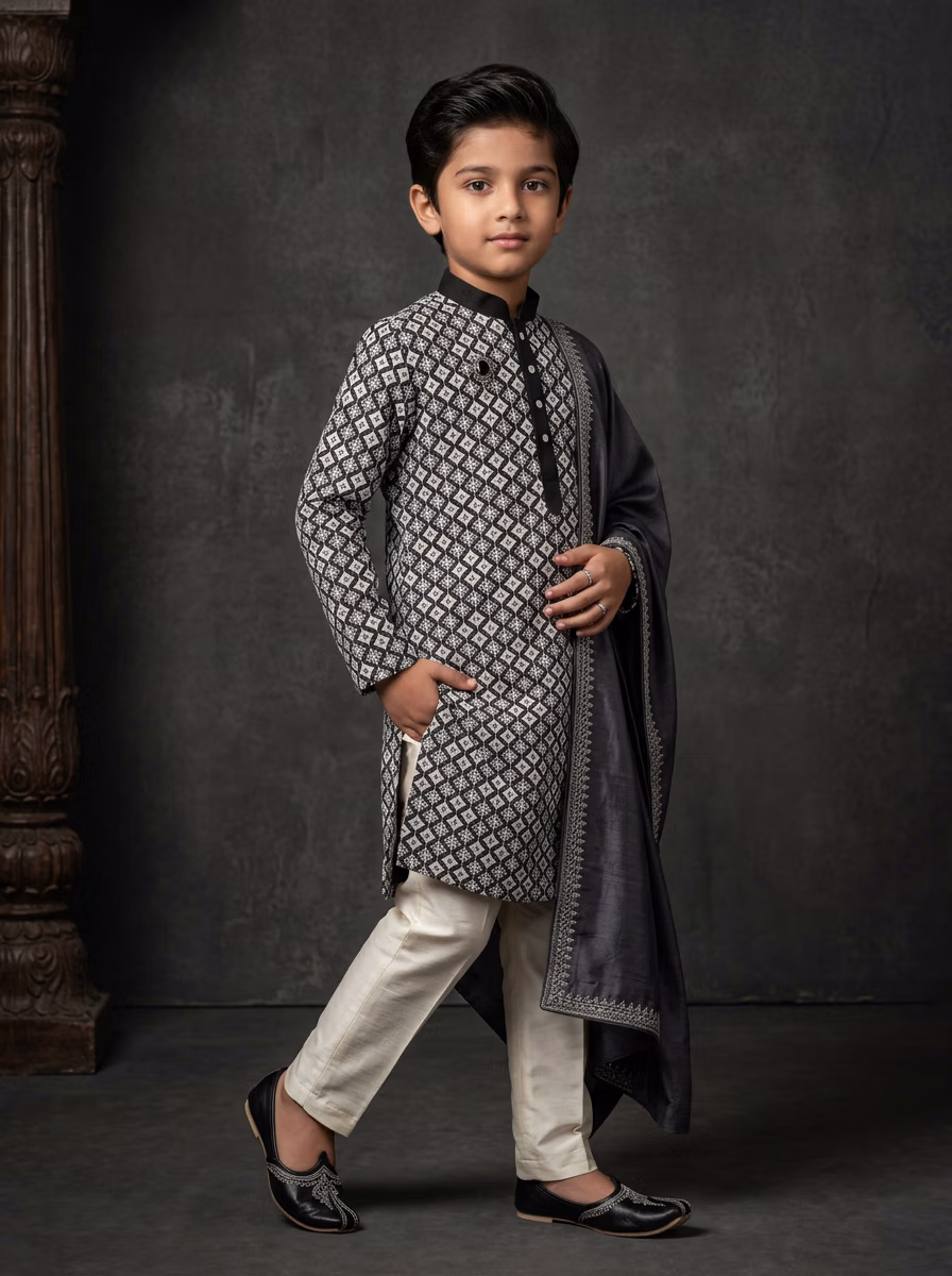 Indian Men's Kurta Pajama AI virtual try-on — Kurta Pajama Indian Athics Taditional Kids fashion model photoshoot by VERA Fashion AI