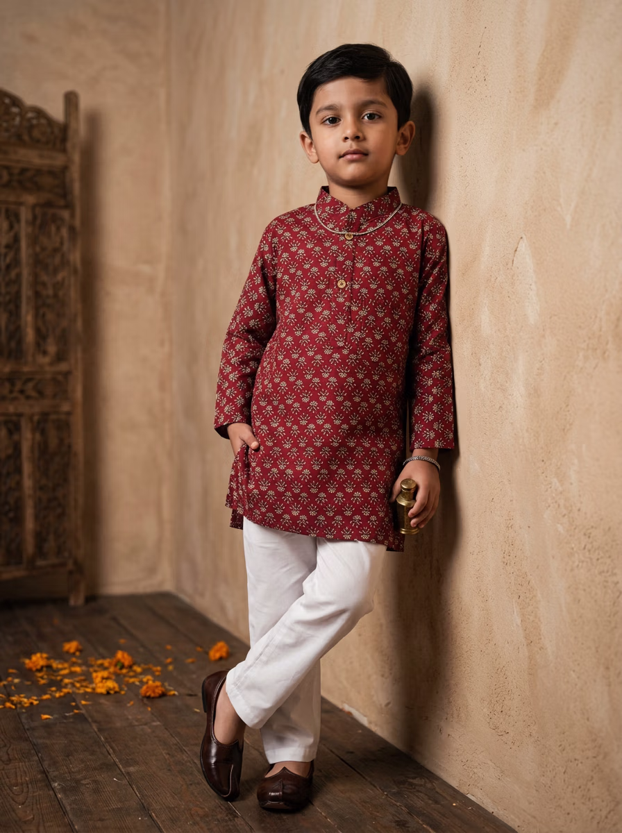 Indian Men's Kurta Pajama AI virtual try-on — Kurta Pajama Indian Athics Taditional Kids fashion model photoshoot by VERA Fashion AI