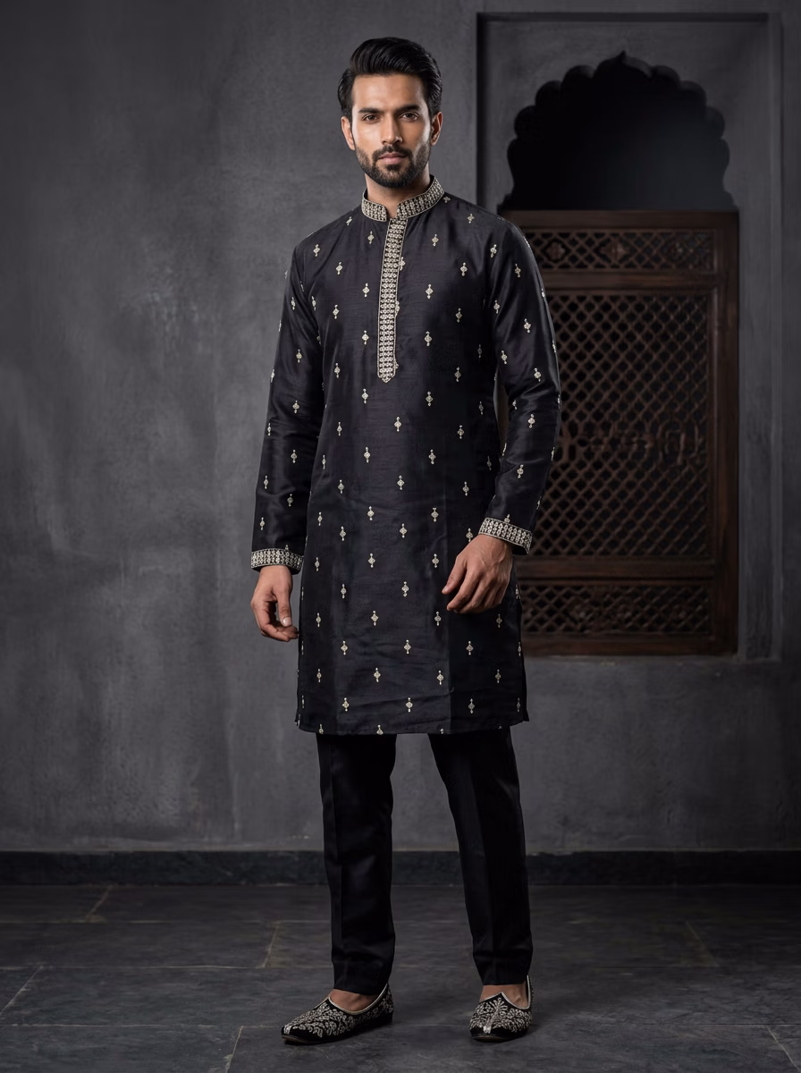 Indian Men's Kurta Pajama AI virtual try-on — Kurta Pajama Indian Athics Taditional fashion model photoshoot by VERA Fashion AI