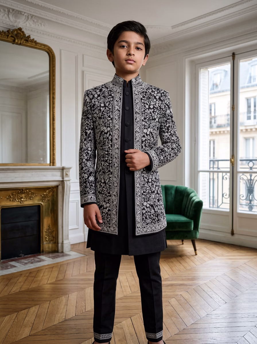 Indian Men's Sherwani AI virtual try-on — Sherwani Indian Ethnic Traditional Kids fashion model photoshoot by VERA Fashion AI