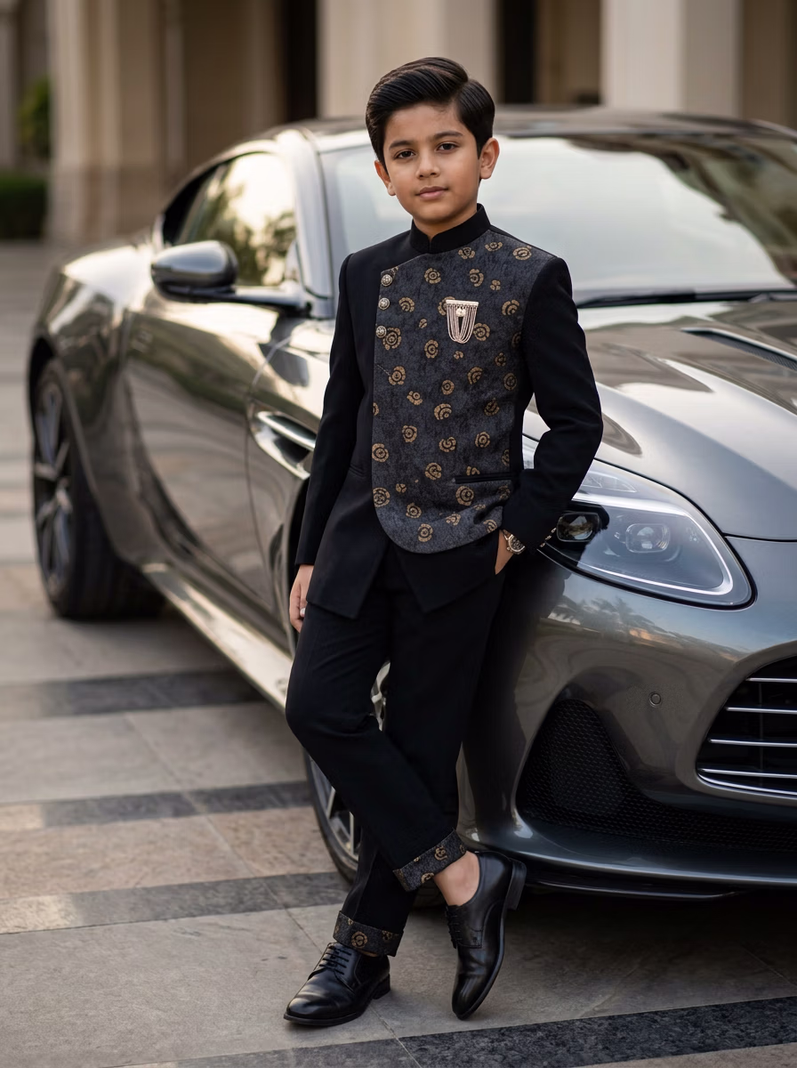 Indian Men's Sherwani AI virtual try-on — Sherwani Indian Ethnic Traditional Kids fashion model photoshoot by VERA Fashion AI