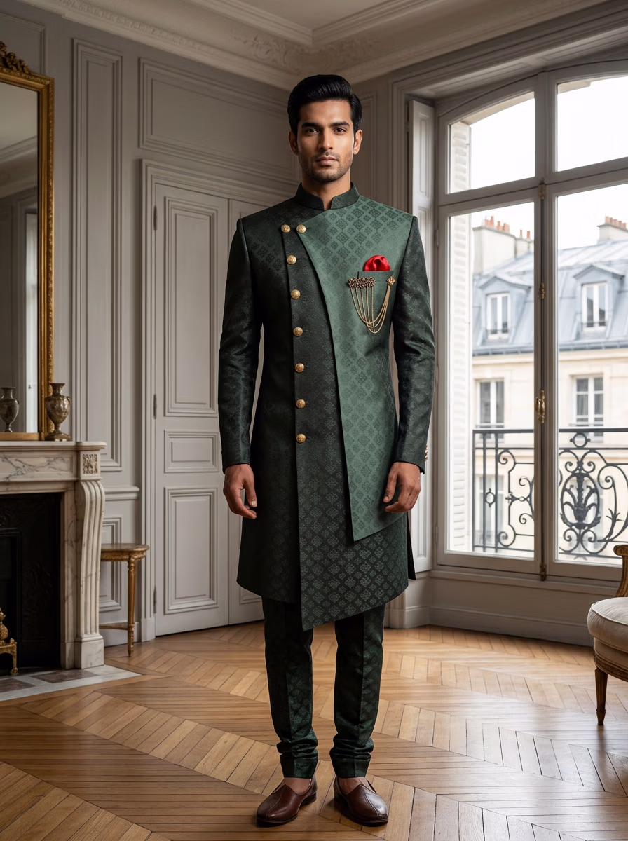Indian Men's Sherwani AI virtual try-on — Sherwani Indian Ethnic Traditional Men fashion model photoshoot by VERA Fashion AI