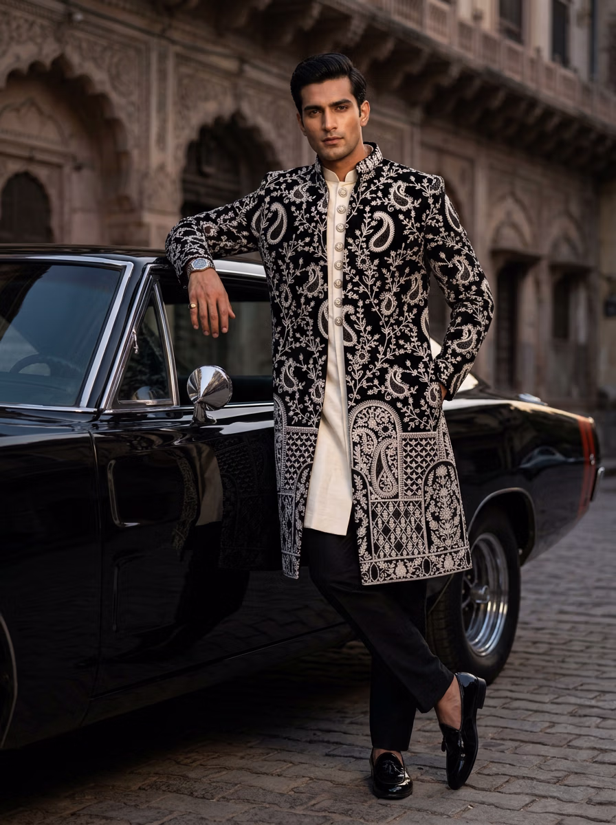 Indian Men's Sherwani AI fashion photoshoot and virtual try-on gallery