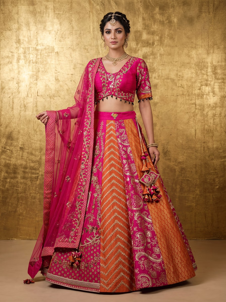 Indian Women's Lehenga Choli AI virtual try-on — Chaniya Choli Lehenga Choli fashion model photoshoot by VERA Fashion AI