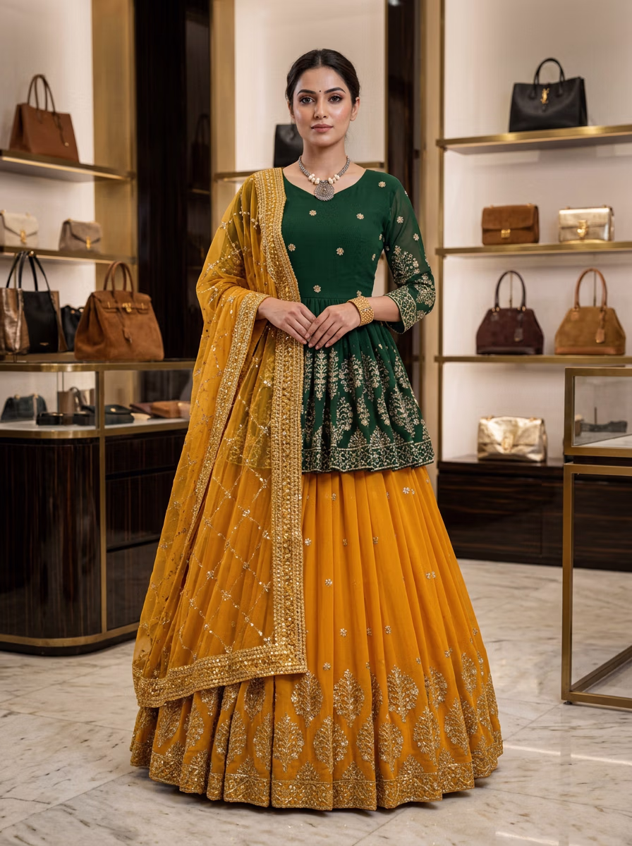 Indian Women's Lehenga Choli AI virtual try-on — Chaniya Choli Lehenga Choli fashion model photoshoot by VERA Fashion AI