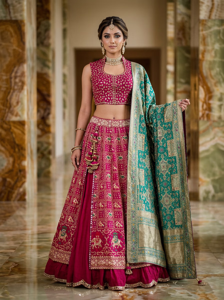 Indian Women's Lehenga Choli AI virtual try-on — Chaniya Choli Lehenga Choli fashion model photoshoot by VERA Fashion AI