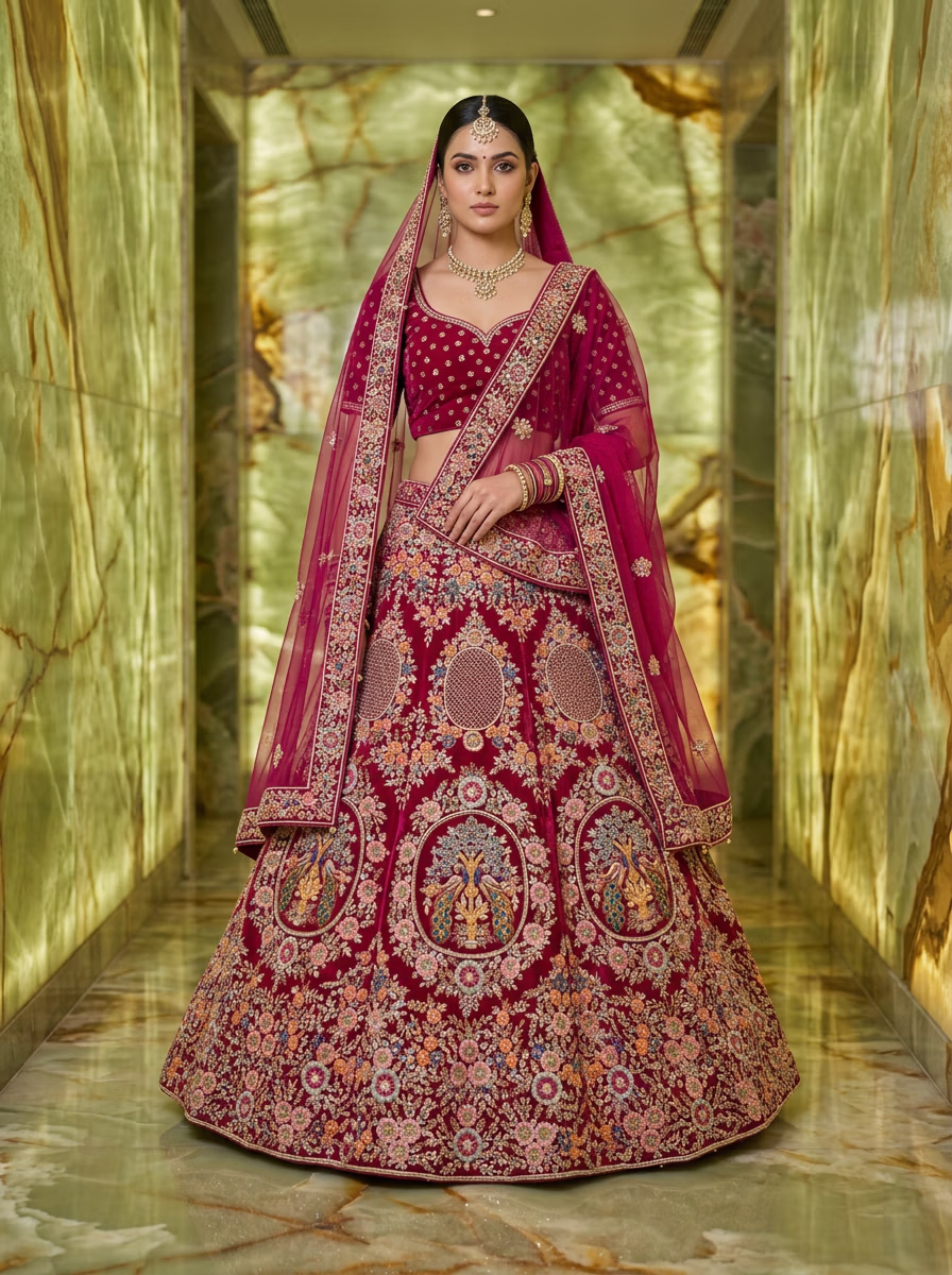 Indian Women's Lehenga Choli AI virtual try-on — Chaniya Choli Wedding Lehenga Choli fashion model photoshoot by VERA Fashion AI