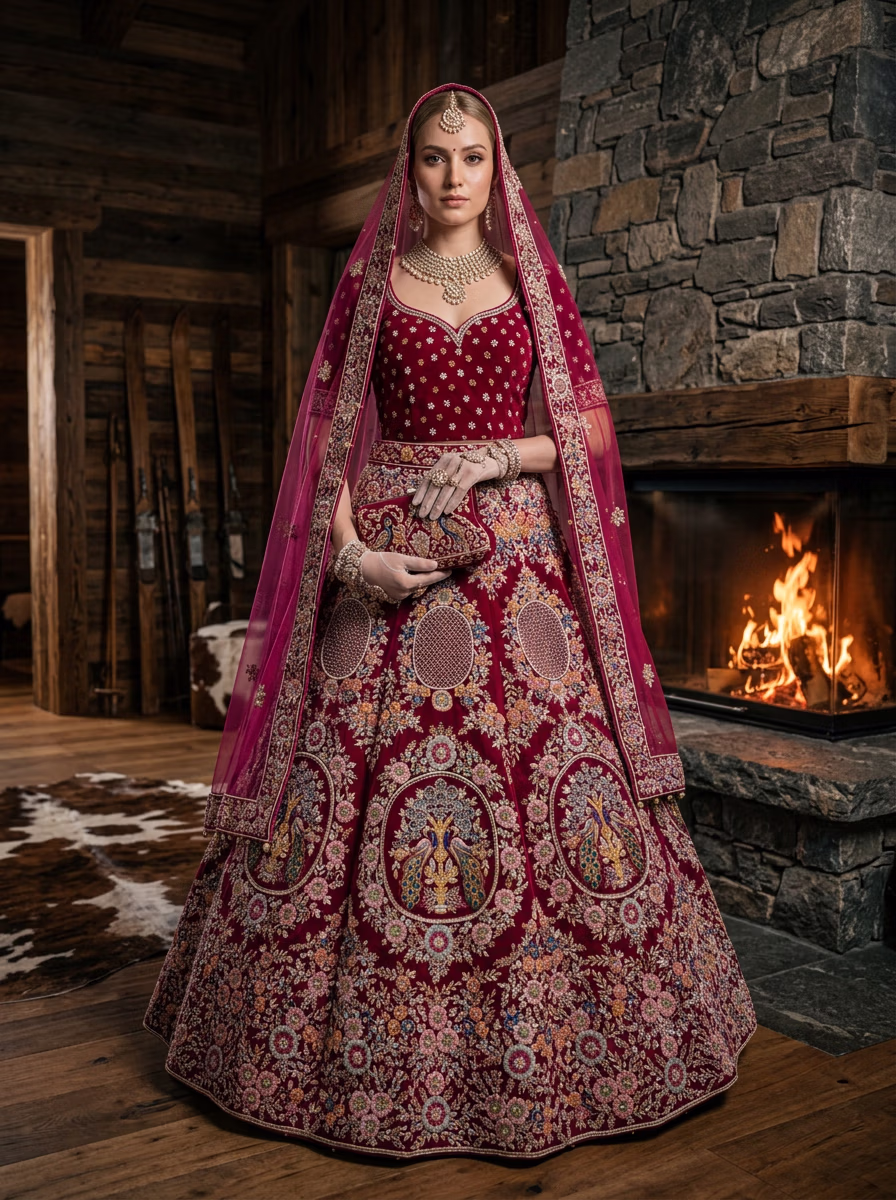 Indian Women's Lehenga Choli AI virtual try-on — Chaniya Choli Wedding Lehenga Choli fashion model photoshoot by VERA Fashion AI
