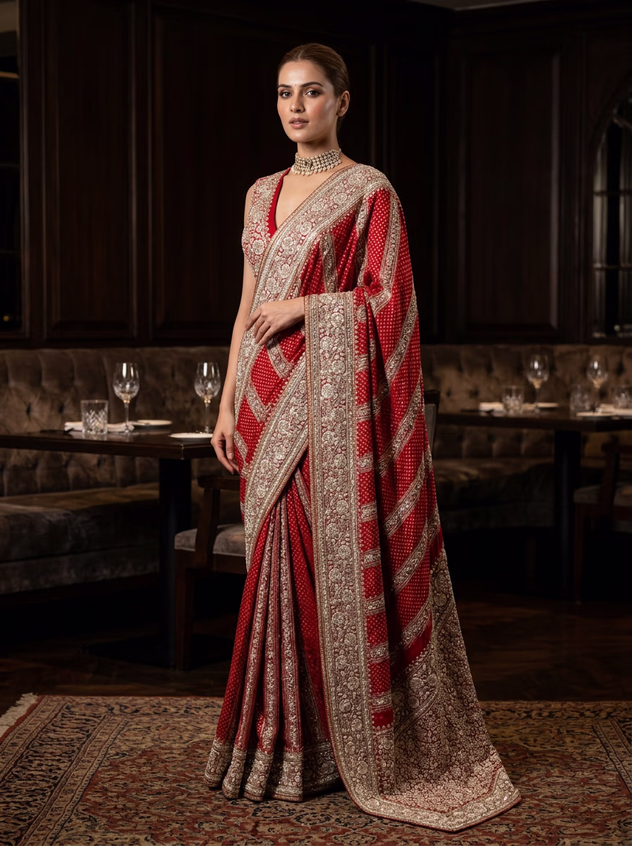 Indian Women's Saree AI virtual try-on — Saree fashion model photoshoot by VERA Fashion AI