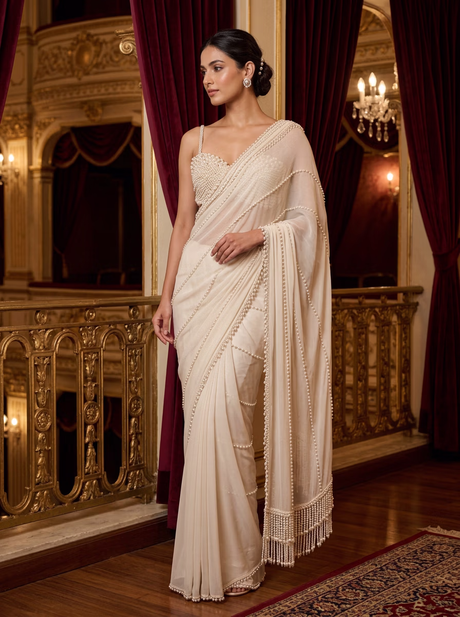 Indian Women's Saree AI virtual try-on — Saree fashion model photoshoot by VERA Fashion AI