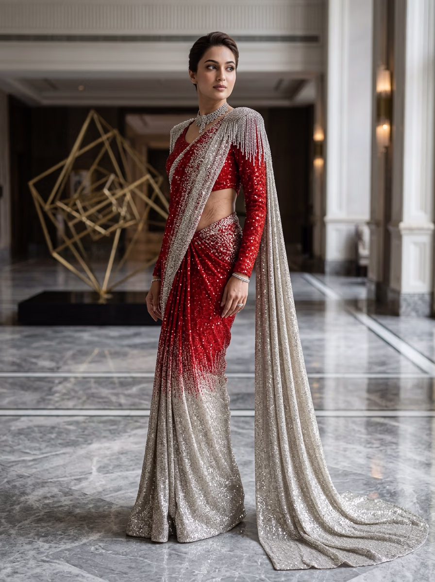 Indian Women's Saree AI virtual try-on — Saree fashion model photoshoot by VERA Fashion AI