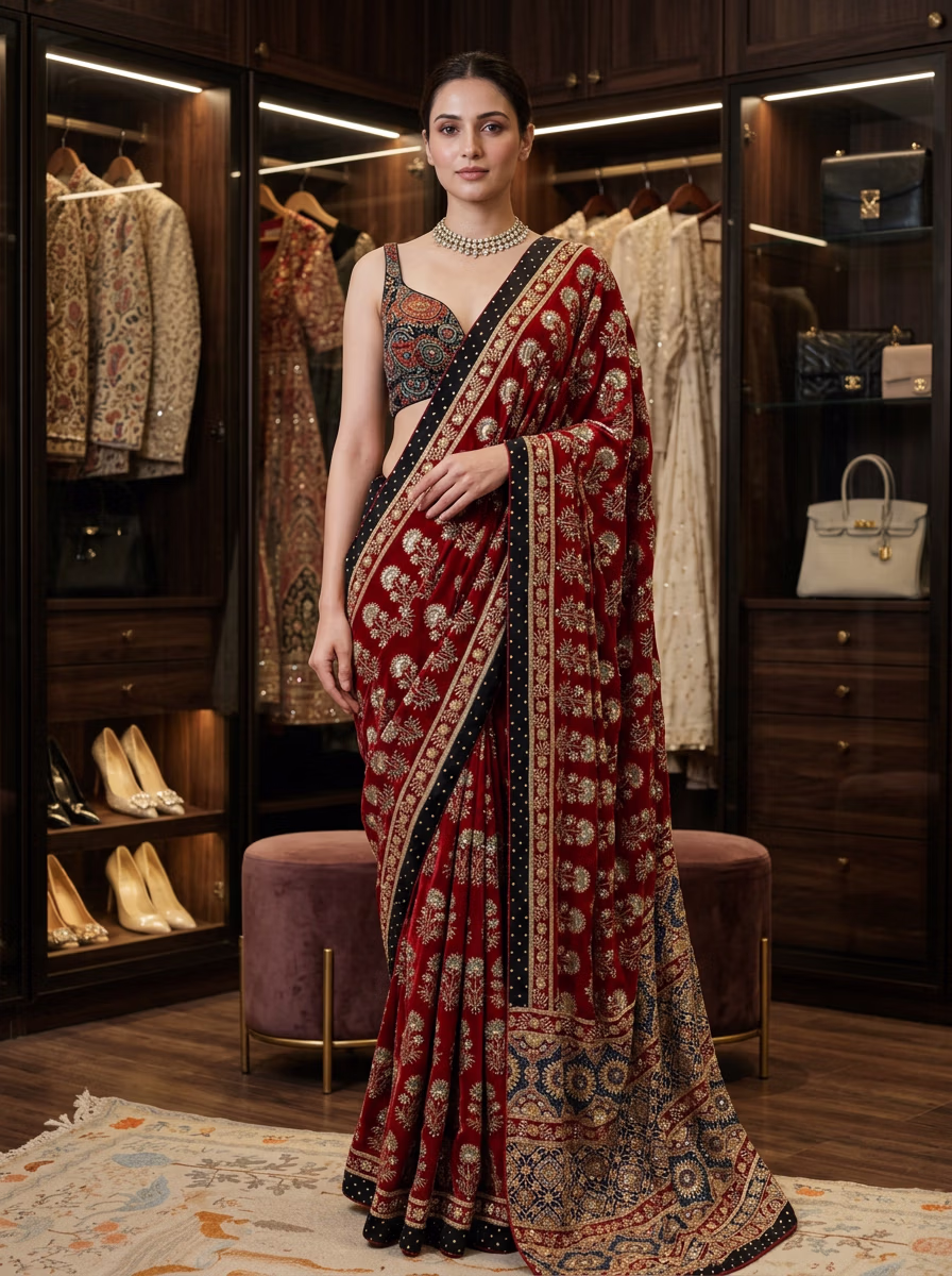 Indian Women's Saree AI virtual try-on — Saree fashion model photoshoot by VERA Fashion AI