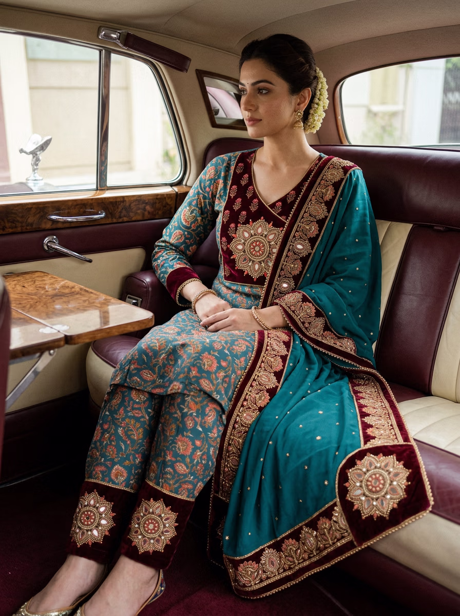 Indian Women's Suit Salwar AI virtual try-on — Indian Ethnic Suit Salwar fashion model photoshoot by VERA Fashion AI