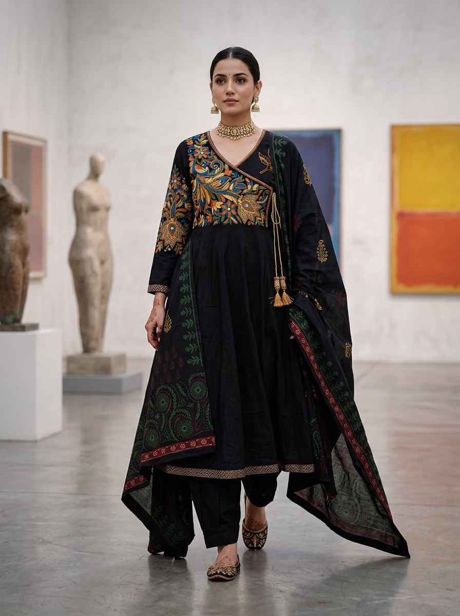 Indian Women's Suit Salwar AI virtual try-on — Indian Ethnic Suit Salwar fashion model photoshoot by VERA Fashion AI