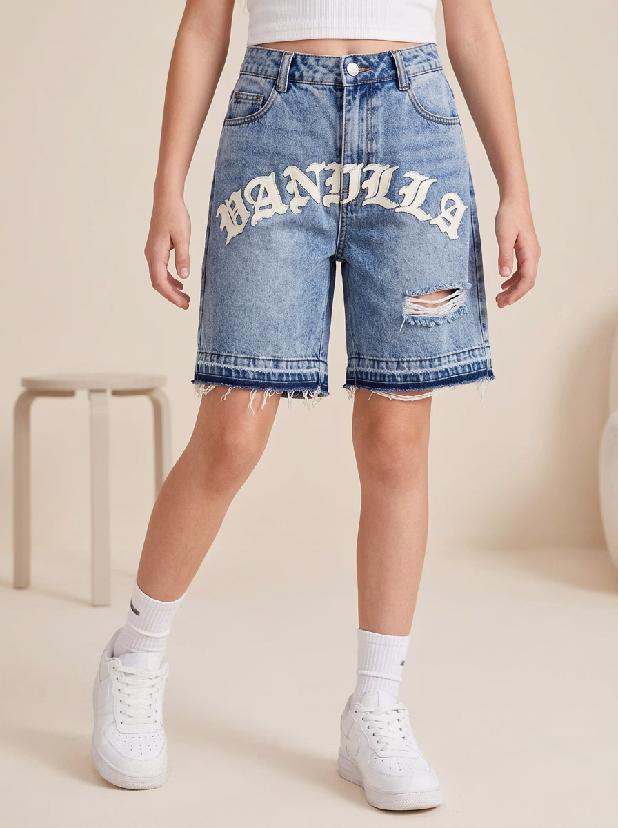 Girls' Bottom Wear AI virtual try-on — Kids Girls Denim Jeans Shots fashion model photoshoot by VERA Fashion AI