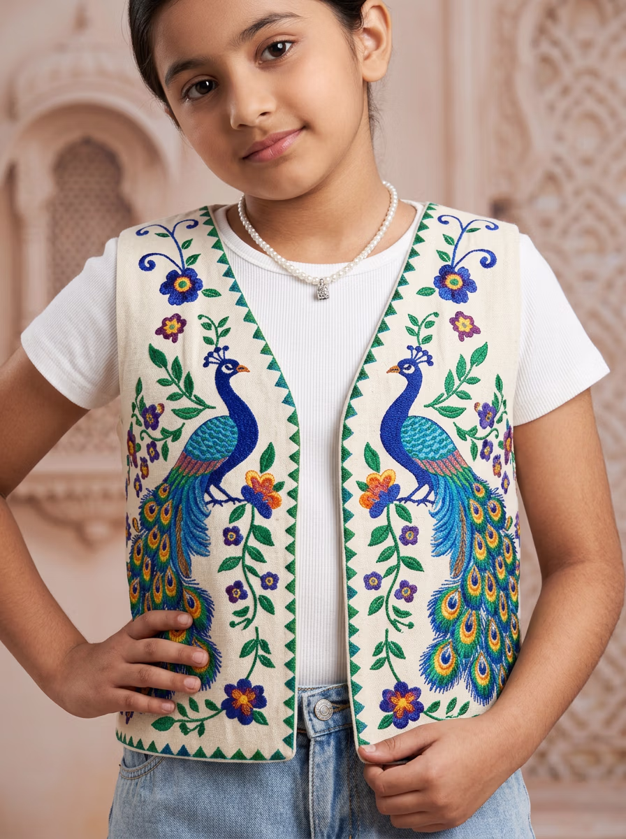 Girls' Top Wear AI virtual try-on — Kids Girls Indian Ethinic Traditional Fasivle fashion model photoshoot by VERA Fashion AI