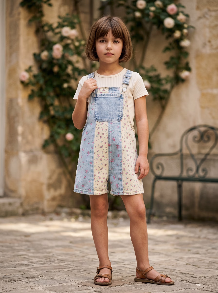 Girls' Wear AI virtual try-on — Kids Girls Dangri Dress fashion model photoshoot by VERA Fashion AI
