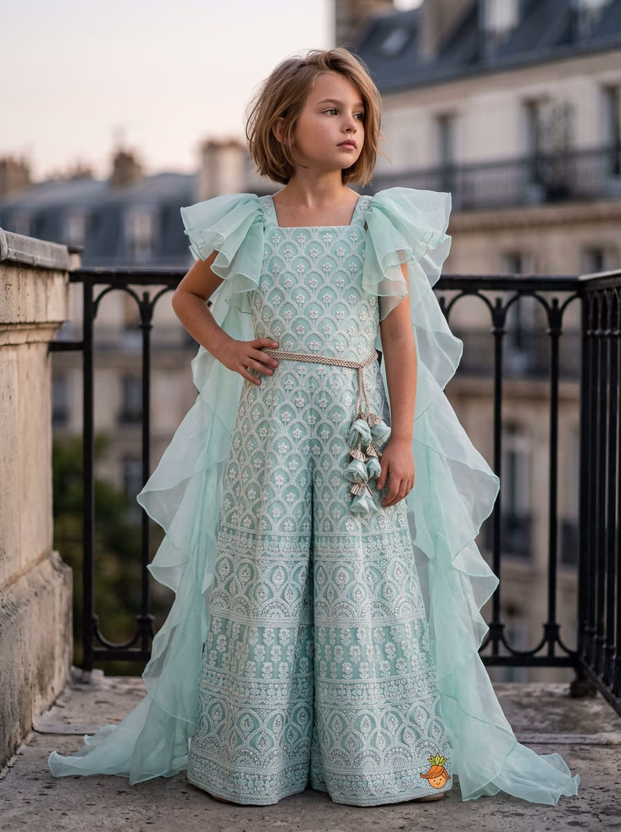 Girls' Wear AI virtual try-on — Kids Girls Designer Jupper Suit fashion model photoshoot by VERA Fashion AI