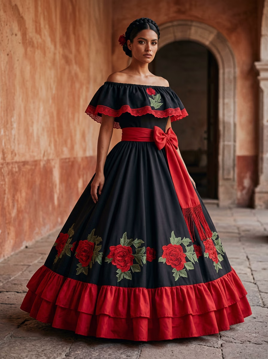 Mexican Ethnic Traditional Wear AI virtual try-on — Mexican Ethnic Traditional Womens fashion model photoshoot by VERA Fashion AI