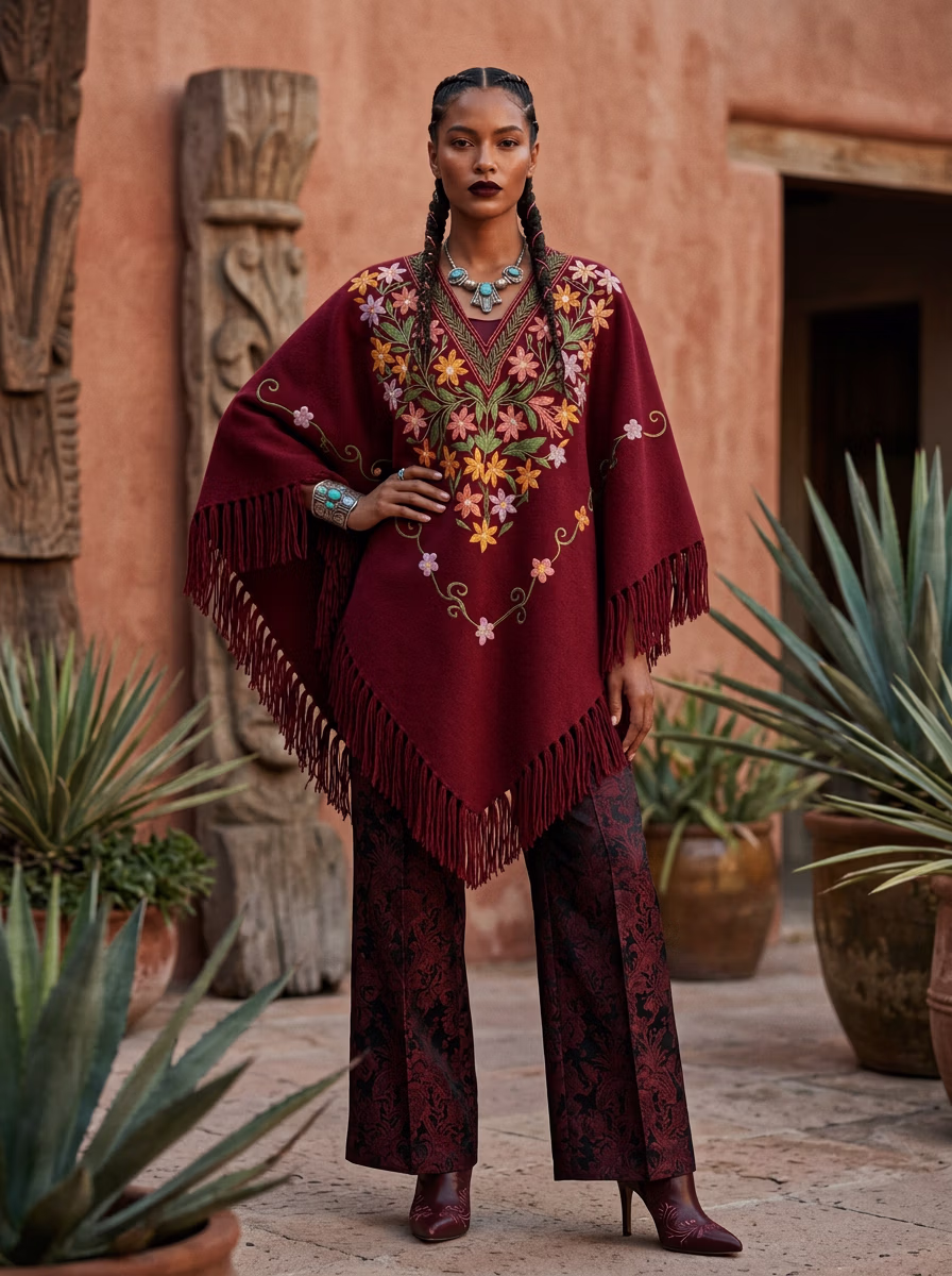 Mexican Ethnic Traditional Wear AI virtual try-on — Mexican Ethnic Traditional Huipil Pronounced Wee Peel fashion model photoshoot by VERA Fashion AI