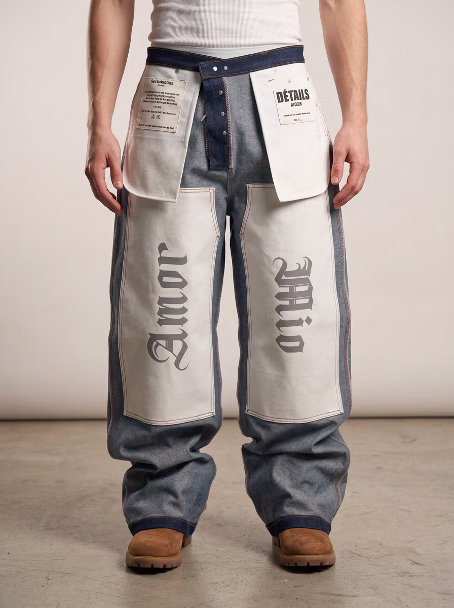 Men's Pants for Men AI virtual try-on — Designer Jeans Pant Man fashion model photoshoot by VERA Fashion AI