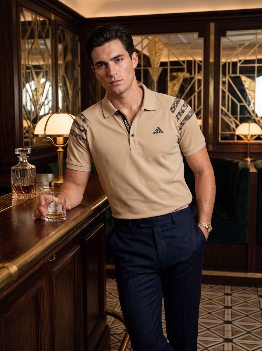 Men's Polo T-Shirts for Men AI virtual try-on — Professional Casual Western Casual Polo Tshits Man fashion model photoshoot by VERA Fashion AI