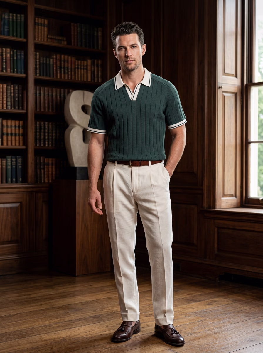 Men's Polo T-Shirts for Men AI virtual try-on — Professional Casual Wwestern Polo Tshits Man fashion model photoshoot by VERA Fashion AI
