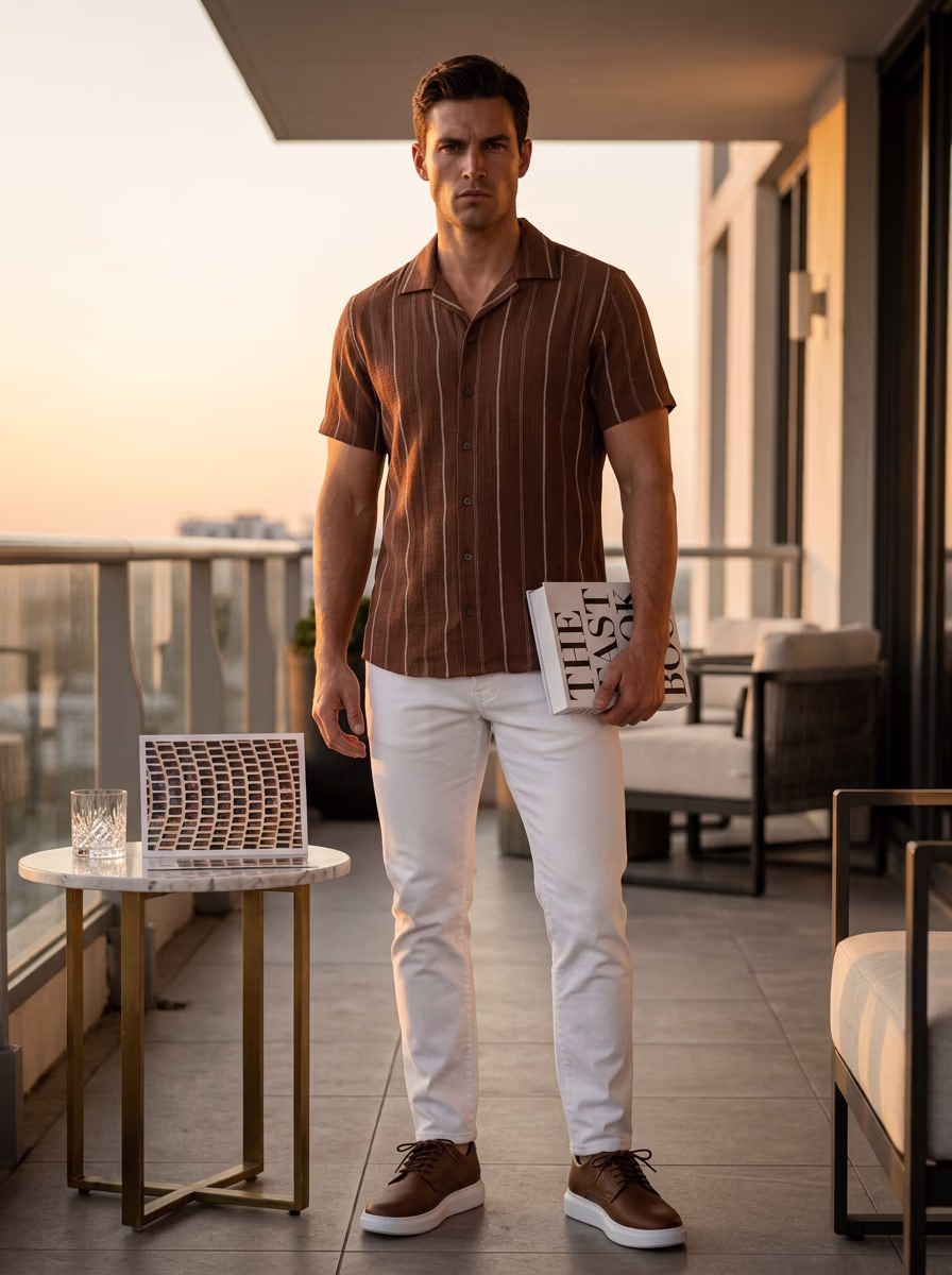 Men's Shirts for Men AI virtual try-on — Professional Casual Western Casual Shits Man fashion model photoshoot by VERA Fashion AI