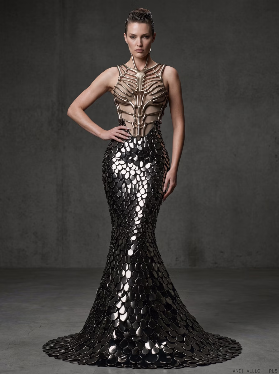 Women's Gown AI virtual try-on — Designer Gown Women fashion model photoshoot by VERA Fashion AI