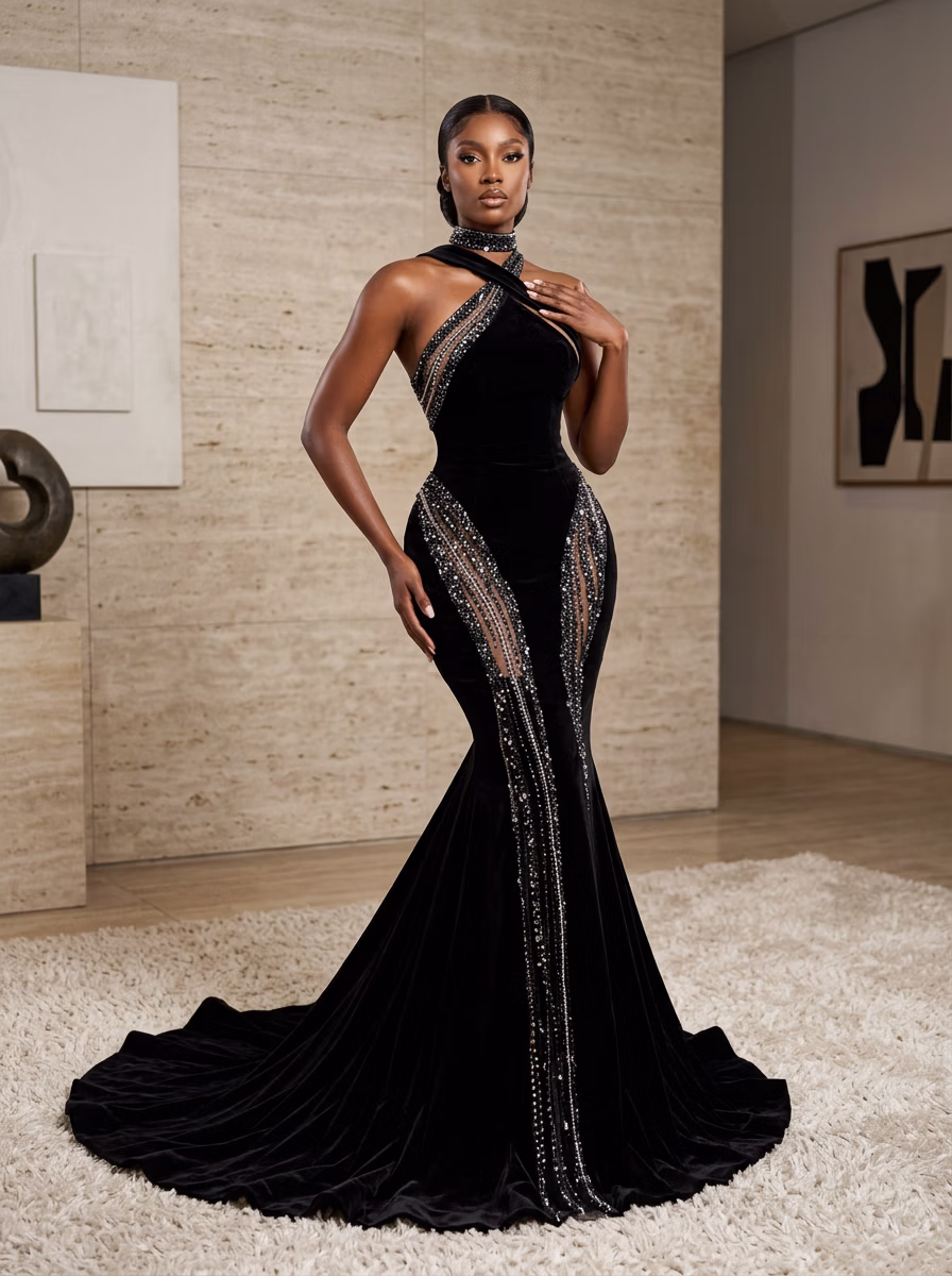 Women's Gown AI virtual try-on — Designer Premium High Fashion Gown Women fashion model photoshoot by VERA Fashion AI