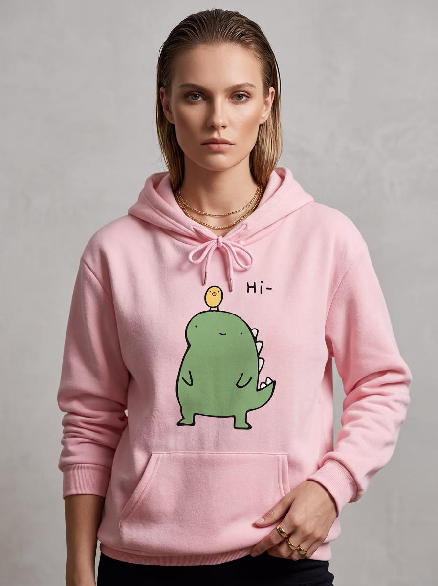 Women's Hoodie AI virtual try-on — Women Printed Hoodies fashion model photoshoot by VERA Fashion AI