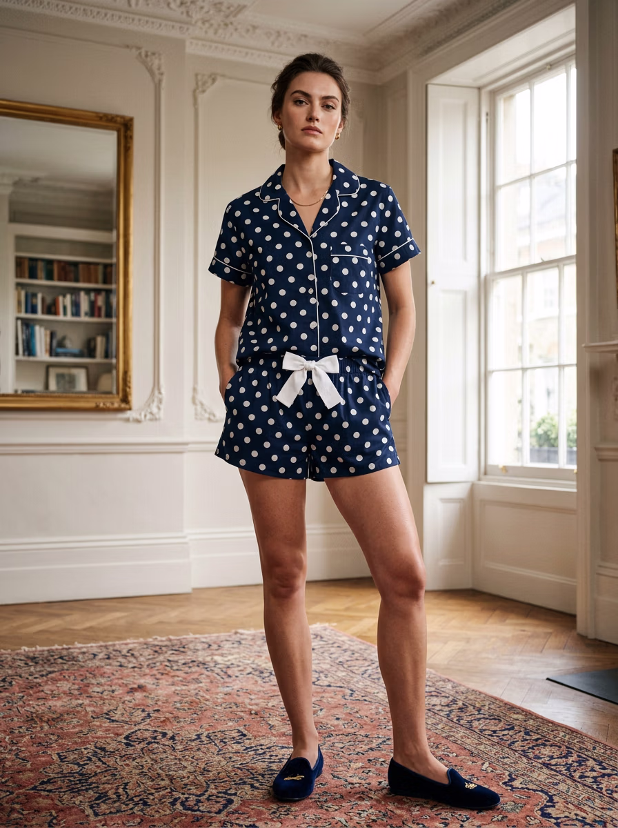 Women's Night Wear AI virtual try-on — Women's Sleepwear Pajamas fashion model photoshoot by VERA Fashion AI