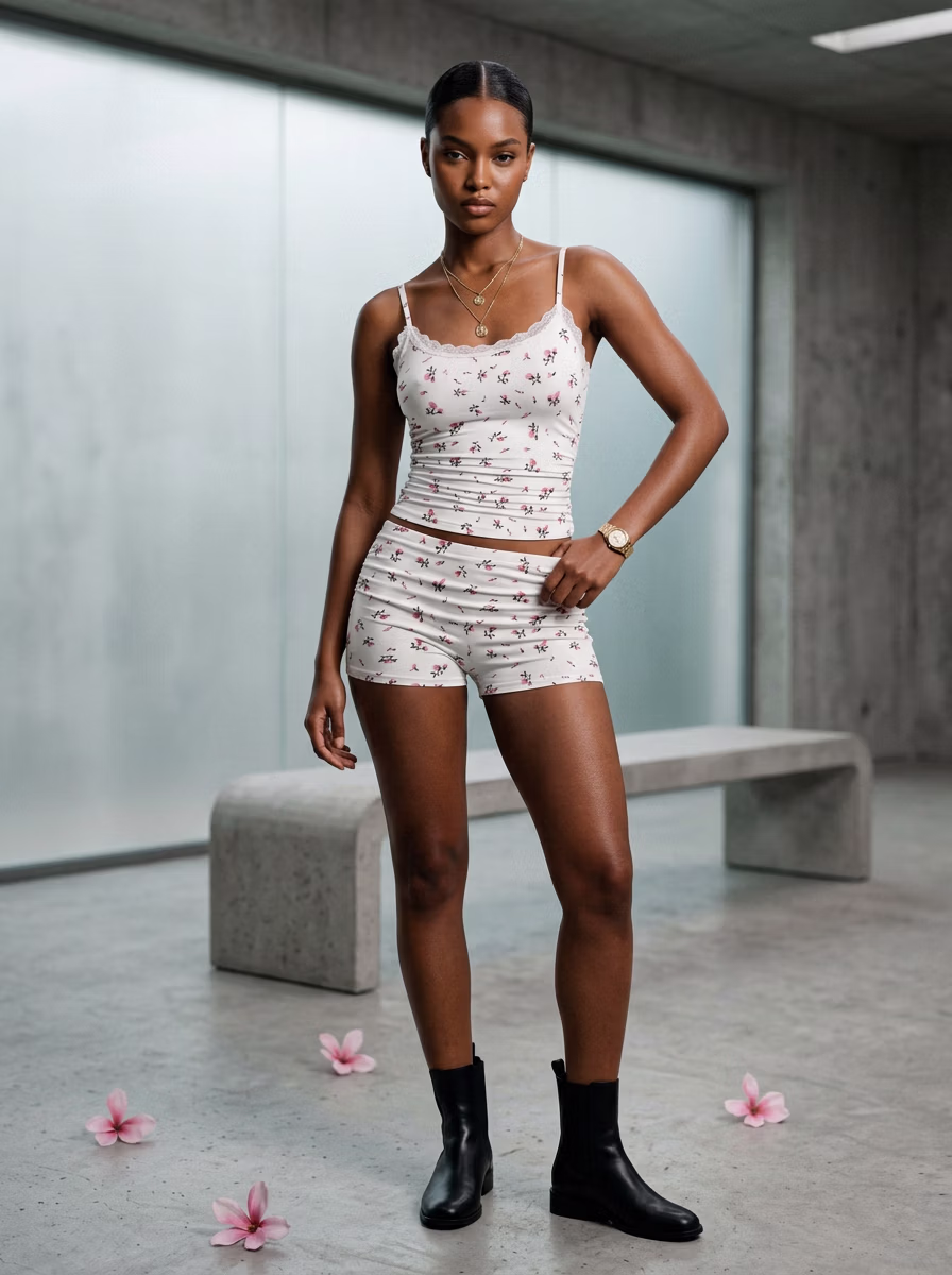 Women's Night Wear AI virtual try-on — Women's Transparent Nightwear fashion model photoshoot by VERA Fashion AI