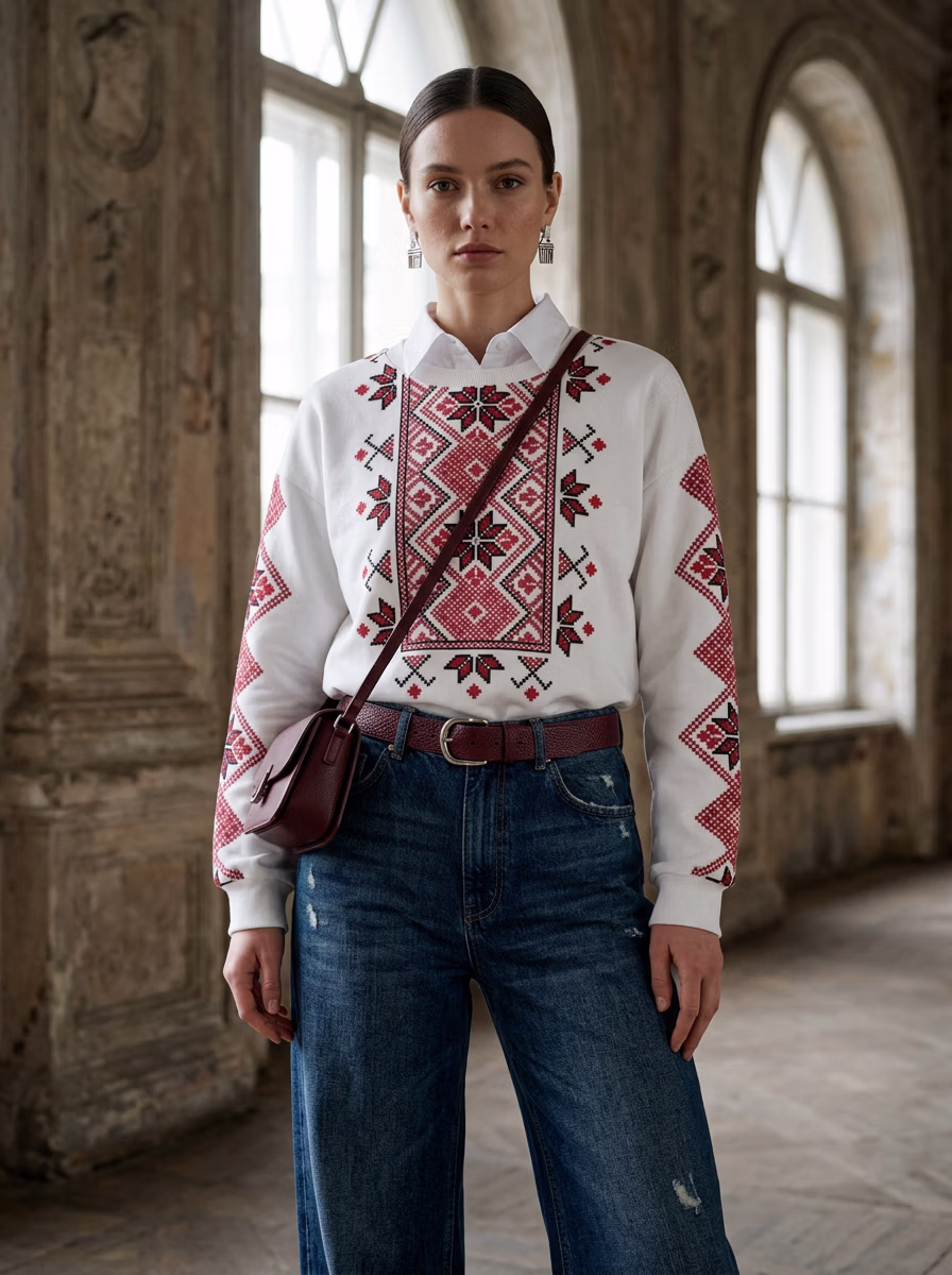 Women's Sweaters and Sweatshirts AI virtual try-on — Women's Sweatshirts Full Sleeve Casual fashion model photoshoot by VERA Fashion AI