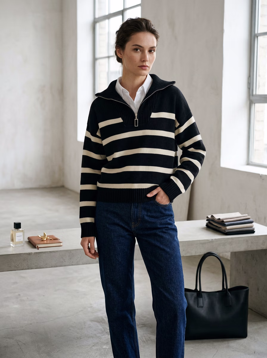 Women's Sweaters and Sweatshirts AI virtual try-on — Women's Sweatshirts Full Sleeve Casual fashion model photoshoot by VERA Fashion AI